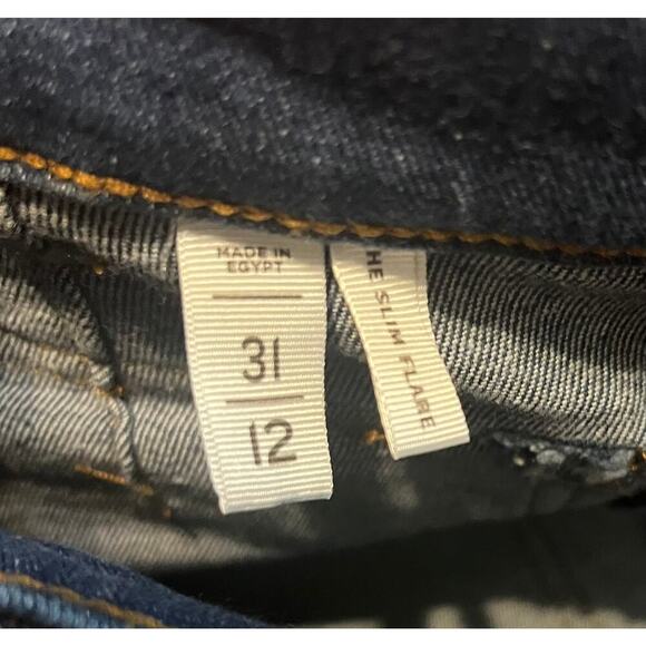 Loft The Slim Flare Patch Flap Pocket Jeans 12x31 NWOT Dark Wash Boho Hippie - Picture 8 of 10